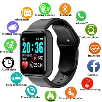 Akıllı saat Erkekler Kadınlar Spor Kalori Sağlık Monitör Bluetooth Bağlı spor Bilezik Y68 Android IOS İçin Smartwatch D20 Pro 1