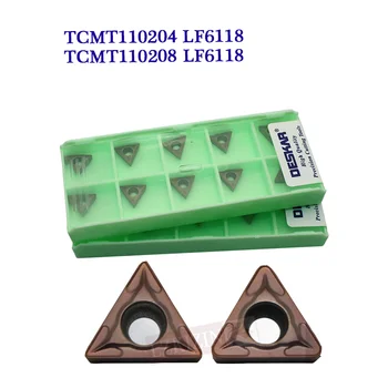 10 adet TCMT110204 TCMT110208 LF6118 Karbür insert DESKAR CNC torna dış torna araçları Metal Kesici Takım Paslanmaz Çelik