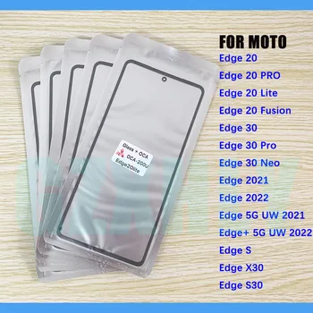 10 adet/grup Ön CAM + OCA LCD Dış Lens Motorola Moto Kenar 20 30 Pro Neo Lite Fusion S X30 S30 5G UW dokunmatik ekran Paneli