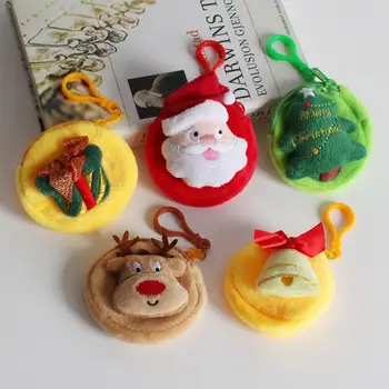 Mini Noel bozuk para cüzdanı Karikatür Noel Baba Geyik Noel ağacı Çan Sevimli Küçük Fermuar anahtar çantası Kulaklık Organizatör noel hediyesi 1