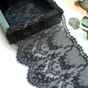 3 metre siyah kirpik dantel trim 25 cm geniş dantel kumaş el yapımı DIY konfeksiyon aksesuarları