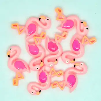 20 ADET Reçine Düz arka ışık Pembe Flamingolar Cabochons, Parti Kek Dekorasyon Toppers, DIY takı Takılar 20X33mm 1
