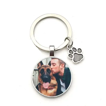2021 Özel Dıy Köpek fotoğraflı anahtarlık Seviyorum Köpek Cam Kristal Kolye Anahtarlık Araba Anahtarı Erkekler Ve Kadınlar Favori Hediye Hatıra 1