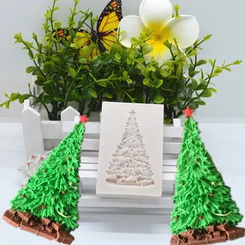 küçük Noel ağacı Reçine kalıp Silikon mutfak pişirme araçları DIY kek çikolatalı pasta fondan kalıp tatlı dantel dekorasyon