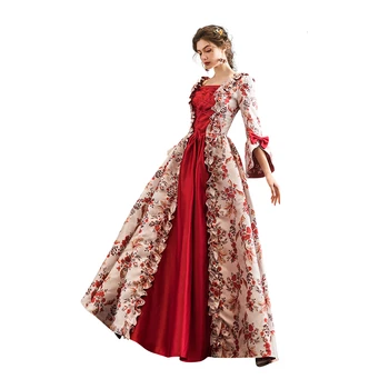 Rokoko Barok Marie Antoinette Kırmızı Top Kadınlar için Elbise 18. Yüzyıl Rönesans Dönemi Tarihsel Victoria Elbise Elbise 