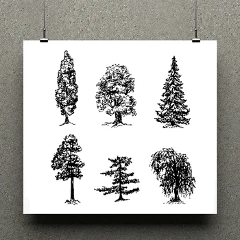 AZSG Farklı Çam Ağaçları İçin Silikon Temizle Pullar Scrapbooking DIY küçük resim / Kart Yapımı Dekorasyon Pullar El Sanatları