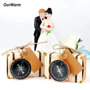 OurWarm 10 Adet Düğün Hediyelik Eşya Seyahat Temalı Bavul Kraft Şeker Kutuları Altın Pusula Çocuklar Doğum Günü Yıldönümü Kağıt Hediye Kutusu 2