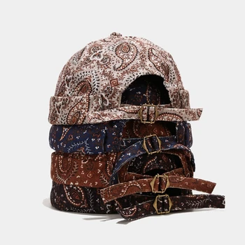Bere şapka Paisley Dekorasyon Unisex Vintage Brimless bere şapka Yama Hip Hop Ev Sahibi Denizci . 2