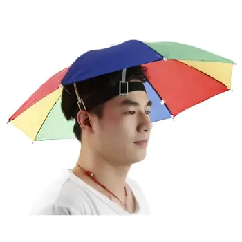 Açık Şemsiye Şapka Roman Katlanabilir Güneş Ve Yağmurlu Bir Gün Eller Serbest Gökkuşağı Katlanır Su Geçirmez Çok renkli Şemsiye Şapka 1