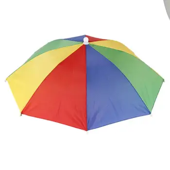 Açık Şemsiye Şapka Roman Katlanabilir Güneş Ve Yağmurlu Bir Gün Eller Serbest Gökkuşağı Katlanır Su Geçirmez Çok renkli Şemsiye Şapka 2