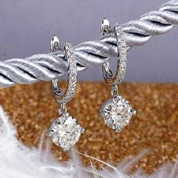 Otantik S925 Gümüş Yay-düğüm İle kristal saplama küpeler Kadınlar İçin Düğün Parti fit Bayan Güzel Takı satın almak online | Küpeler / Birebiregitim.com.tr 11