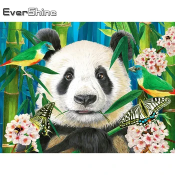 EverShine Elmas Nakış Panda Karikatür Tam Matkap Mozaik Kelebek Kuş Hayvan Elmas Boyama Bambu Yeni Varış Duvar Sanatı