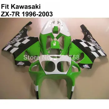 kaporta kiti için Kawasaki Ninja fairings yeşil beyaz siyah ZX7R 96-03 ZX-7R 1996-2002 2003 kaporta kiti VT76