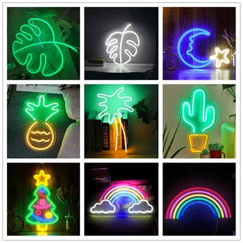 81 Stilleri Neon ışık burcu noel tatili parti süslemeleri Neon duvar ışıkları pencere odası dekor Neon lamba çubuğu işareti Led 1