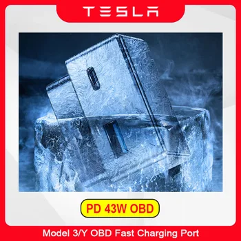 Tesla Modeli 3 Y X S 2023 2022 2021 OBD Fişi Çift Bağlantı Noktaları Kafa Genişletici USB Tip-C Telefon Duvar Şarj Cihazı OBD2 Splitter 43W Adaptörü 1