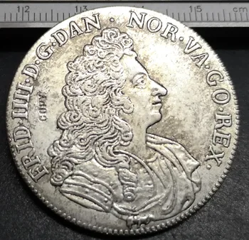 1700 Danimarka 1 Kron-Frederik IV Gümüş Kaplama Kopya Para