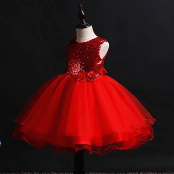 Hetiso Çocuklar Payetli Elbiseler Kızlar için Noel Çocuk Giyim Prenses Doğum Günü Düğün Parti Bebek Kız Elbise Yay İle 10Y