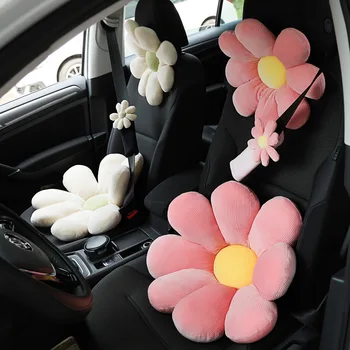 Araba Peluş Kafalık Yaratıcı Güneş Çiçek Araba Boyun Yastık sırt yastığı Bel Baş Desteği Yastık kadın Araba İç Aksesuarları