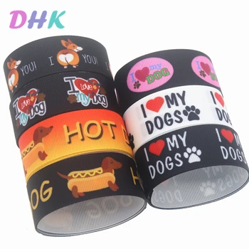 DHK 50 metre Köpekler Sıcak Köpek Baskılı Grogren Kurdele Aksesuar Malzemesi Şapkalar Dekorasyon DIY Toptan Zanaat S1273