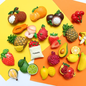 3D biyonik gıda buzdolabı yapıştırıcısı meyve modeli mıknatıslar ev dekorasyon muz ananas limon çilek buzdolabı mıknatısları manyetik