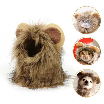 Sevimli Aslan Yele Kedi Peruk Şapka Köpekler ve Kedi için Küçük Köpek Pet Kedi Dekor Aksesuarları Aslan Peruk Kostüm Fantezi saç bonesi Pet Malzemeleri