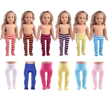 Renkli Çizgili / Katı Wrap Ayak Tayt Fit 18 İnç Amerikan ve 43cm Yeniden Doğmuş Bebek oyuncak bebek giysileri Aksesuarları, kız Oyun DIY Oyuncak