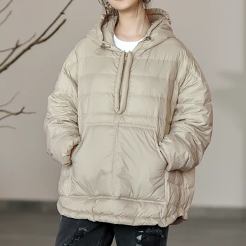 2021 Yeni Kış Kapşonlu Kazak Hafif pamuklu ceket kadın Moda Rahat Gevşek Aşağı pamuklu ceket Kadın Parkas Lı586 2