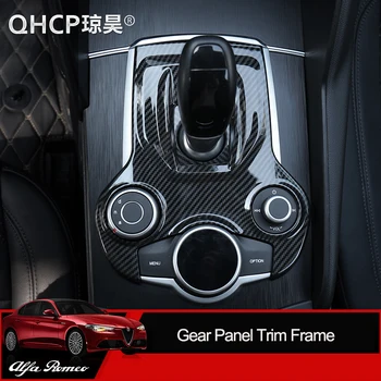 QHCP Vites Paneli Kapakları Çerçeve ABS İç Merkezi Konsol Vites paneli dekorasyon çıkartması Düzeltir Alfa Romeo Giulia Stelvio İçin