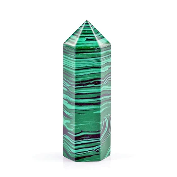 75mm Opalite Kristal Kaplan Derisi Yeşil Çizgili Malakit Altıgen Prizma Taşlar Mineraller Şifa Kiraz Kaplan Kuvars Taş 1
