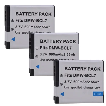 PowerTrust 3 Adet DMW-BCL7 690 mAh BCL7 BCL7E Kamera Pil Panasonic Lumix DMC-F5, DMC-FH10, DMC-FS50, DMC-SZ10, DMC-SZ9, SZ8 1