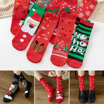 2022 Yeni Yıl Karikatür Noel Çorap Elk Kardan Adam Noel Baba Çorap Kadın Çorap Çocuk noel hediyesi 2