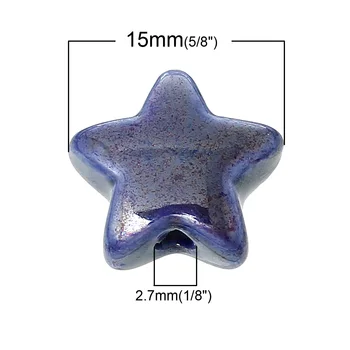 Rastgele Renk Pentagram Yıldız Seramik Boncuk Yaklaşık 15mm x 15mm DIY Takı Bulguları Yapma Malzemeleri El Yapımı Malzemeleri, 10 Adet 2