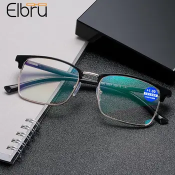 Elbru Moda TR90 Yarım Çerçeve Metal okuma gözlüğü Yüksek Çözünürlüklü erkek İş Presbiyopik Gözlük +1.0 1.5 2.0 2.5 3.5 +4.0
