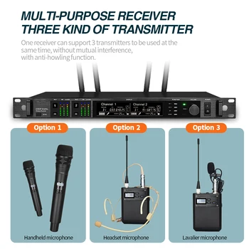 AD4D Dijital UHF Kablosuz Sahne Microfonoe Gerçek Çeşitlilik Çift Kanallı Mikrofon KSM8 El Yaka Kulaklık KSM9 Mikrofon 2
