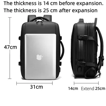 Genişletilebilir erkek 17 İnç Laptop Sırt Çantaları USB su geçirmez defter Çantası Schoolbag Spor Seyahat okul çantası Paketi Sırt Çantası Erkek 2