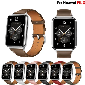 Deri Kayış İçin Huawei izle Fit 2 Smartwatch Band Yedek Spor Bileklik Retro Hakiki Bilezik Huawei Fit2 Aksesuarları