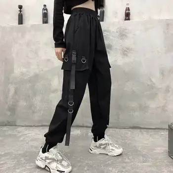2022 Kadın Pantolon Büyük Cepler kargo pantolon Yüksek Bel pantolon Baggy Taktik Pantolon Streetwear hip hop joggers pantolon kadın