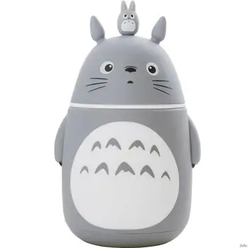 Yaratıcı Totoro Cam Termos Su Şişeleri Isıya dayanıklı Güzel Totoro termos kupa içme suyu şişesi Karikatür çift cidarlı kupa