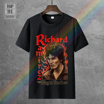 Vtg Richard Ramirez Gece Stalker T-Shirt Yeniden Baskı Baskı T Shirt Erkek Kısa Kollu Sıcak Üst Tee Yeni 2018 Erkek Moda 1