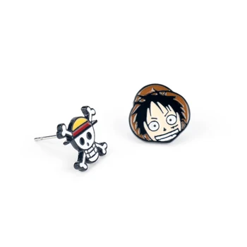 Tek Parça Luffy düğme küpe Moda Anime Aksiyon Figürleri Karikatür Ürünleri Aksesuarları düğme küpe s Unisex Hediyeler 2