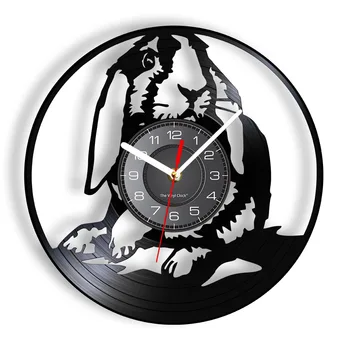 Tavşan Gramofon Plak duvar saati Sevimli Hayvan Pet Vinil Albümü Yeniden amaçlı Kayıt Timepiece Lazer Kesim El Sanatları Benzersiz Sanat 1
