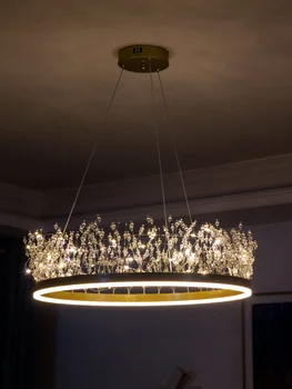 Işık lüks taç kristal avize yemek odası oturma odası led ışık Kız çocuk Odası yatak odası İskandinav basit asılı lamba 2