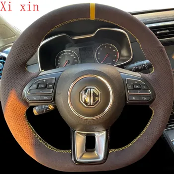 Mg 3/5/6 / zs / gs DIY özel süet karbon fiber el dikişli direksiyon kılıfı araba iç