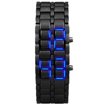 Kadın moda Bilezik Saatler Siyah Paslanmaz Çelik Su Geçirmez Dijital LED Kol Saatleri Elbise elektronik saat Kadınlar İçin Saat