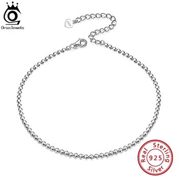 ORSA JEWELS 925 Ayar Gümüş Boncuk Zincir Halhal Kadınlar için Moda Ayarlanabilir Yaz Plaj Ayak Bilezik Halhal Takı SA13