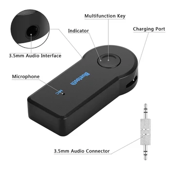 Kablosuz bluetooth 5.0 Alıcı Verici Adaptörü 3.5 mm Jack 2 in 1 İçin Araba Müzik Kulaklık Alıcısı Ses Aux A2dp Handsfree 2