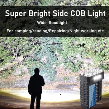 300000LM Süper Parlak Güneş LED kamp feneri COB çalışma lambaları USB Şarj Edilebilir El 4 Modları Güneş Enerjili Fenerler 2