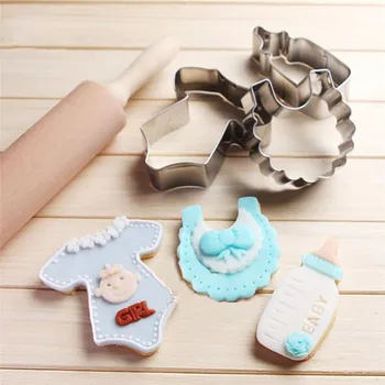 DIY Bebek Duş Şişesi Önlük Şekli Bisküvi Kurabiye Çikolata Kesici Fondan Besleme Noel Şişe Kek Kalıbı Pasta Mutfak Aracı