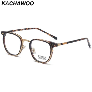 Kachawoo erkek kare gözlük metal asetat tr90 çerçeve anti mavi ışık retro gözlük optik kadın leopar gri siyah unisex
