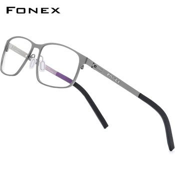 FONEX Alaşım Optik Gözlük Çerçeve Erkekler Ultralight Kare Miyopi Reçete Gözlük Erkek Tam Kore Vidasız Gözlük 983